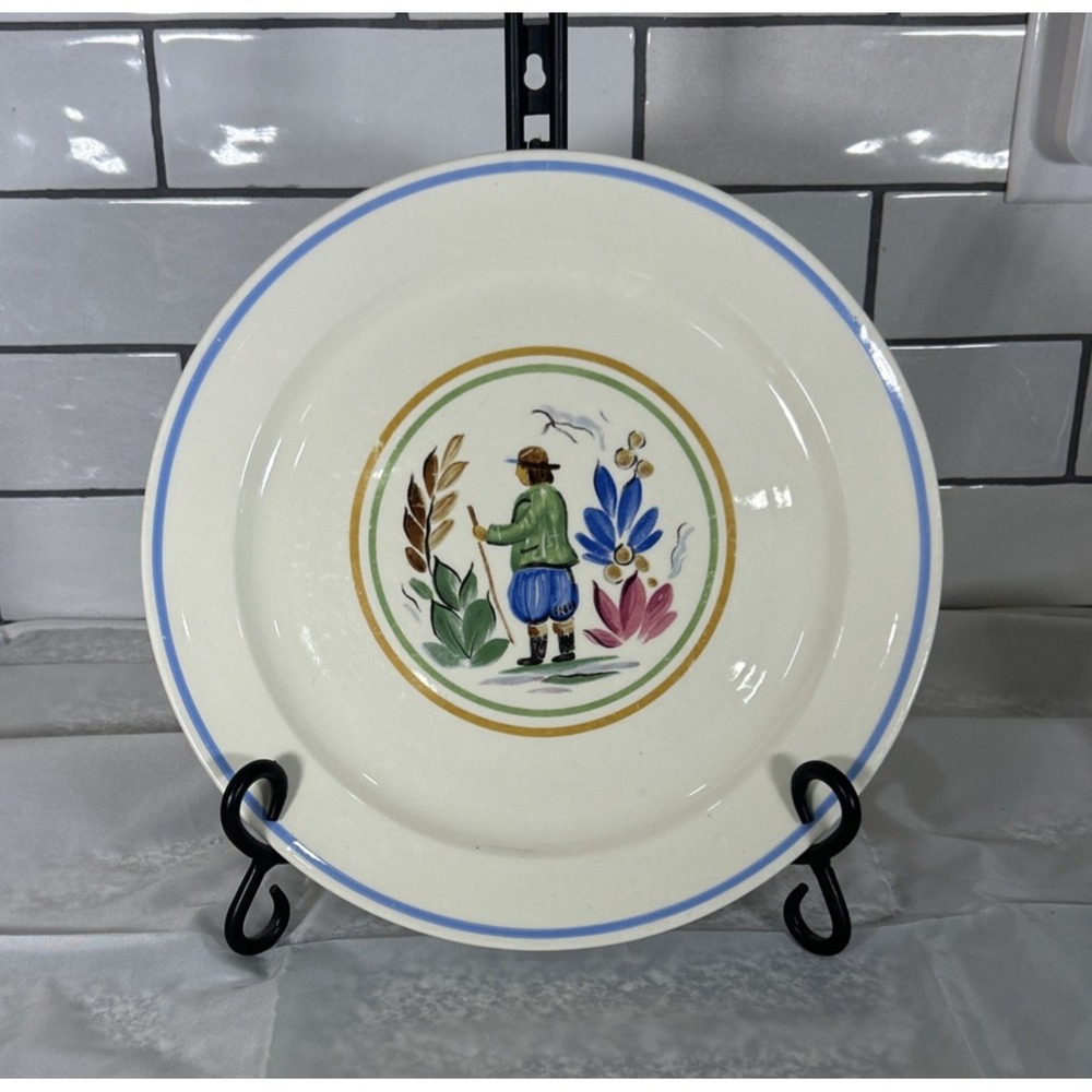Vintage Taylor Smith Taylor Farmer Pattern Plate 10" Handpainted USA